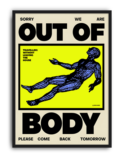 Out of Body Modern Duvar Tablosu – Sarı Siyah Tipografik Poster