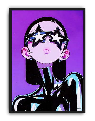 Star Gaze Modern Duvar Tablosu – Mor Anime Figüratif Poster