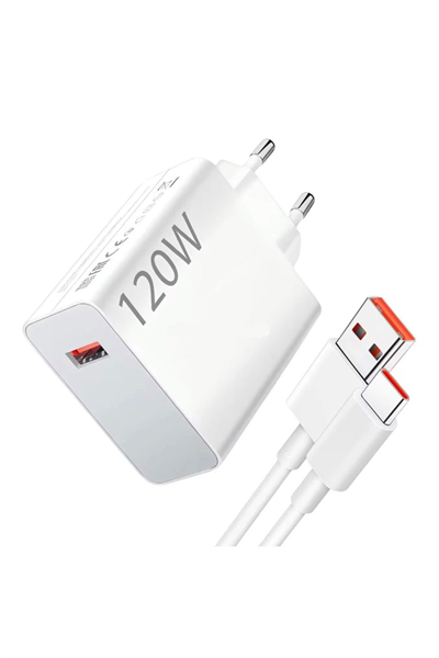 ⚡ 120W Hızlı Şarj Adaptörü + Type-C Kablosu | Süper Hızlı Şarj Cihazı 1 metre