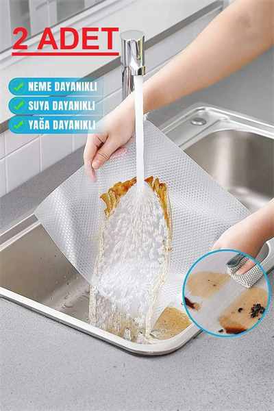 ( 2 ADET ) Çok Amaçlı Pratik Kaydırmaz 45 Cm X 3 Metre Raf Örtüsü (Mutfak-Dolap içi-Buzdolabı )