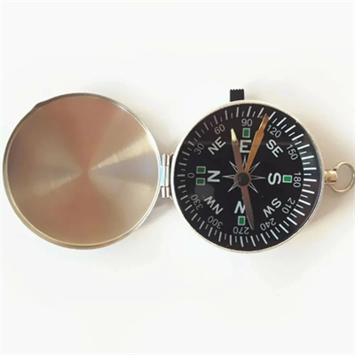 -Mini taşınabilir  kapaklı cep saati model alüminyum iğne kılıtlı  pusula G45-1