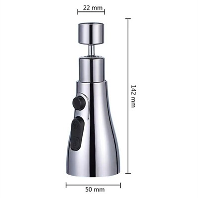 BUFFER® 3 Fonksiyonlu Metal Musluk Başlığı – Tazyikli, Sprey ve Düz Akış Modlu Su Tasarruf Aparatı