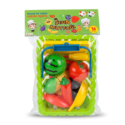01-2033 SEPETLİ KESME SET OYUNCAK KESİLEBİLİR MEYVE SEBZE