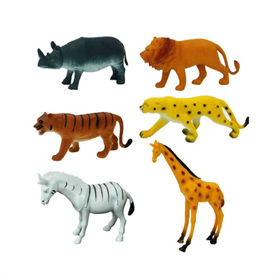 0715 Vahşi Hayvanlar Poşetli 6lı Hayvan Oyun Seti -Sunman