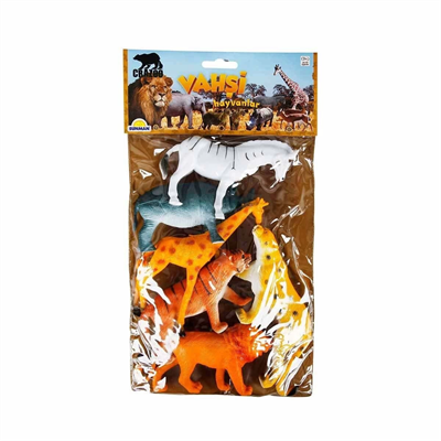 0715 Vahşi Hayvanlar Poşetli 6lı Hayvan Oyun Seti -Sunman