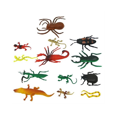 0716 Sürüngenler ve Böcekler Poşetli Hayvan Oyun Seti 13lü