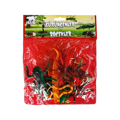 0716 Sürüngenler ve Böcekler Poşetli Hayvan Oyun Seti 13lü