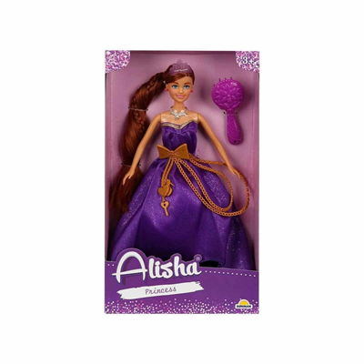 0835 SUN-RST-SIS-MNK Alisha Prenses Uzun Saçlı Aksesuarlı Bebek Set 29 cm 3renk -Sunman