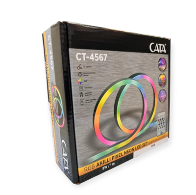 1 Adet CATA CT 4567 RGB Pixel Neon Led Seti USB Girişli Kumandalı 5 Metre