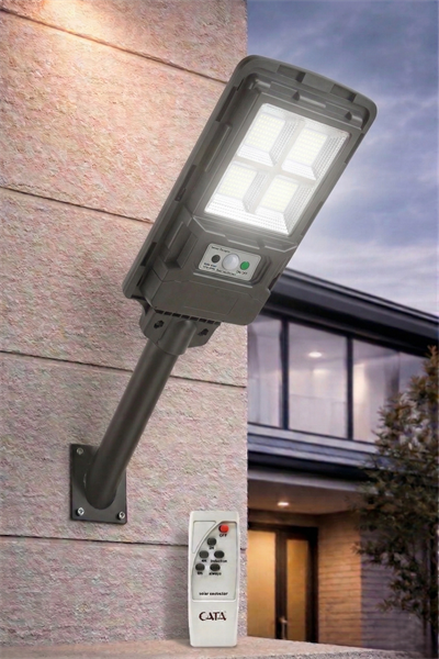 1 Adet CATA CT 4640 Solar Güneş Enerjili 200W Sensörlü Sokak Armatür 6400K Beyaz Işık