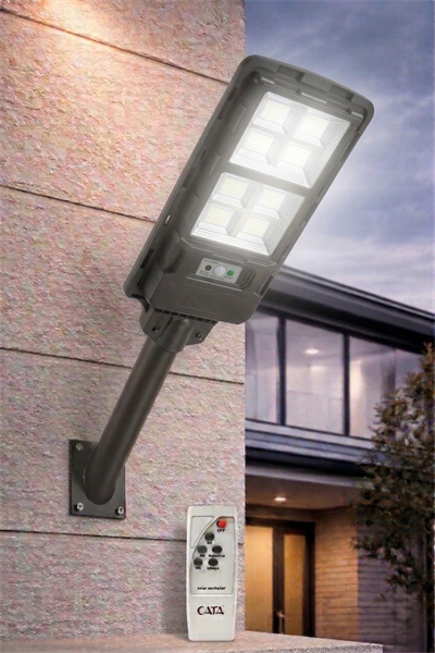 1 Adet CATA CT 4641 Solar Güneş Enerjili 250W Sensörlü Sokak Armatür 6400K Beyaz Işık
