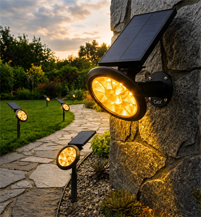 Solar Kazıklı Bahçe Armatürü 18W Amber Işık IP65 Güneş Enerjili Dış Mekan Aydınlatma BX-316751
