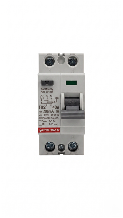 1 Adet FEDERAL 2X40 A 30Ma 6Ka Kaçak Akım Rolesi FK2 9FA-H1062-0040