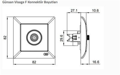 1 Adet Günsan Visage Beyaz TV Priz Sonlu F Konnektörlü Çerçevesiz