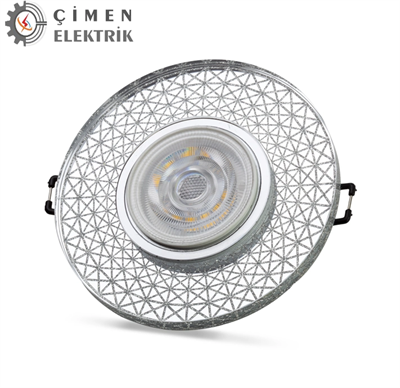 1 Adet NOAS YL65 1767 İris LED Çerçeveli 4000K Yuvarlak Kristal Cam Spot GU10 Duy