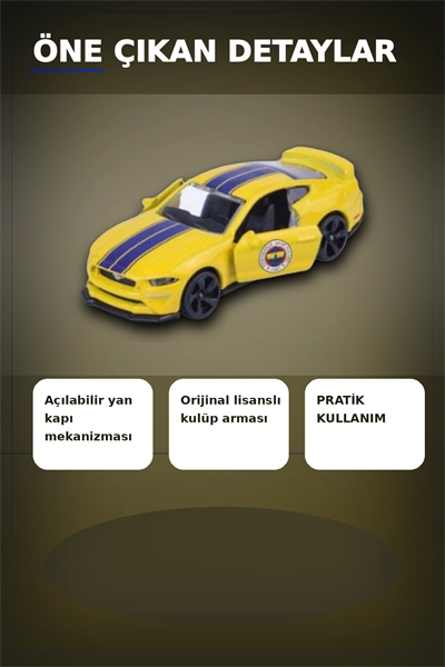 1 Adet Sarı-Lacivert 1:64 Die-Cast Metal Model Araba 7.5 cm Fenerbahçe Koleksiyon BX-313390