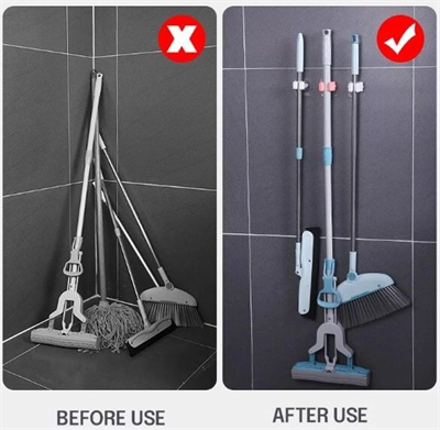 1 Adet Yapışkanlı Pratik Mop Tutucu Beyaz
