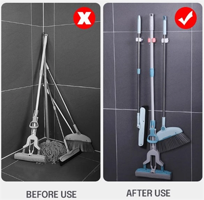 1 Adet Yapışkanlı Pratik Mop Tutucu Beyaz Bx40