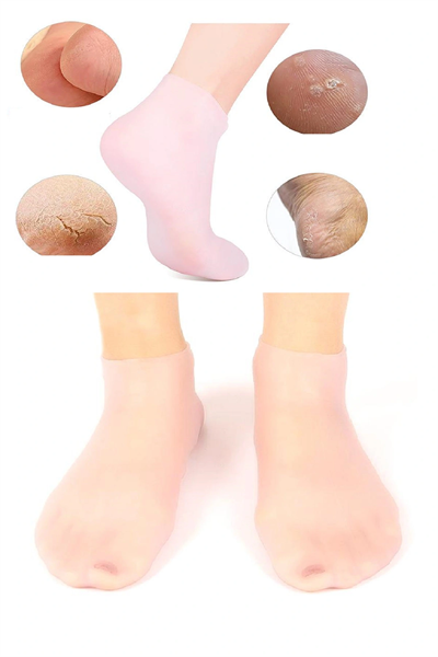 1 Çift Silikon Jel Topuk Nemlendirici Çorap Ayak Bakımı Çatlama Koruyucu Krem Çorabı