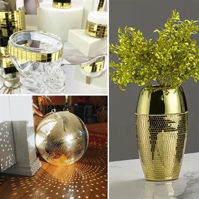 1 Metre Uzunluğunda Gold Renk Aynalı Mozaik Taşlı Dekor Bandı 4 cm x 1 mt (3936)