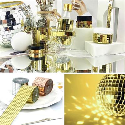 1 Metre Uzunluğunda Gold Renk Aynalı Mozaik Taşlı Dekor Bandı 4 cm x 1 mt (3936)