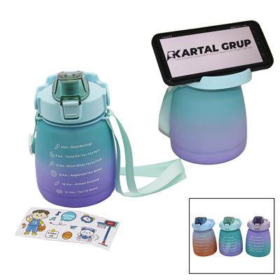 1.3LT - TOMBUL PİPETLİ RENKLİ PLASTİK SULUK MATARA KİLİTLİ KAPAKLI - TELEFONLUKLU (3936)