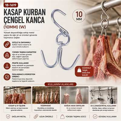10 Adet 10mm W Kasap Kurban Çengel Kanca Bx40