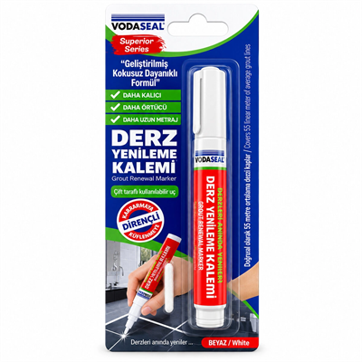 10 Adet Beyaz / Süper Seri Derz Kalemi Su Bazlı - Kokusuz Yedek Uç Bx40