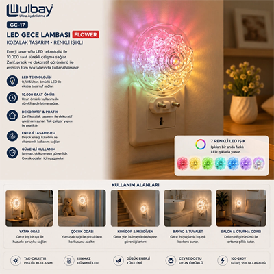 10 Adet Kozalak Led Gece Lambası Gc-17 Bx40