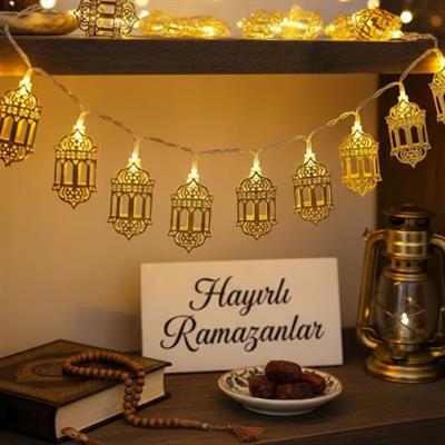 10 Adet Sarkıtlı Ramazan Fenerli LED Işık – Pilli 2 Metre Ramazan Süsü, İslami Dekorasyon, Ev ve Mekanlar İçin Dekoratif Ortam Aydınlatması (3936)