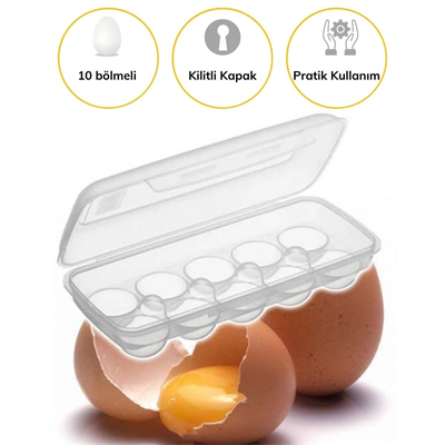 10 Bölmeli Kilitli Kapaklı Yumurtalık Saklama Kutusu Yu110 Bx40