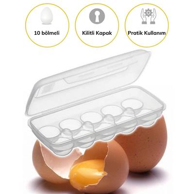 10 Bölmeli Kilitli Kapaklı Yumurtalık Saklama Kutusu YU110 (3936)