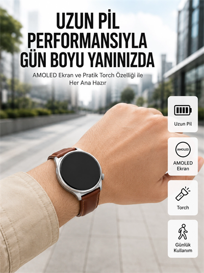 10 Gün Şarj Dayanımı Sunan AMOLED Ekran Akıllı Saat Yeni Nesil