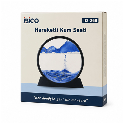 10 Inc - 25cm Renkli Sulu Cam Kum Saati Hareketli Ayna Modeli Bx40