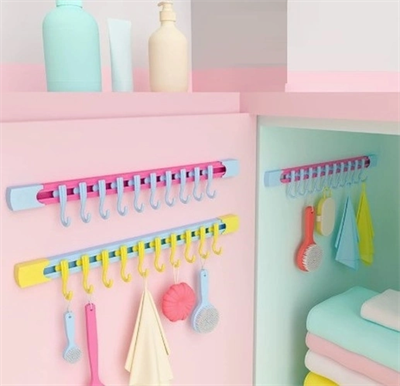 10 Kancalı Raylı Mutfak Ve Banyo Düzenleyici Askı 30 Cm Bx40