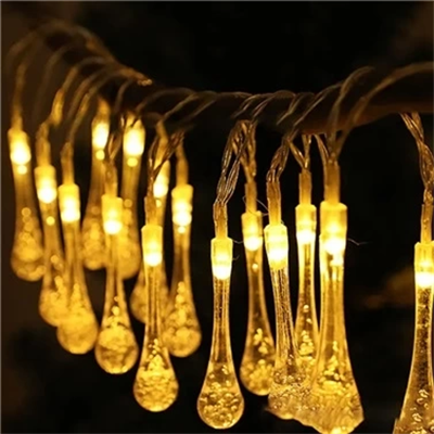 10 Led 2 Metre Sarı Kristal Su Damlası Güneş Enerjili Led Işık Solar Bahçe Ağaç Lamba Aydınlatması