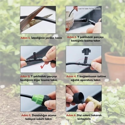 10 Metre Kendin Yap Açık Alan Serinletme Sistemi - Nozzle Başlıklı Bahçe ve Teras Nemlendirme Seti