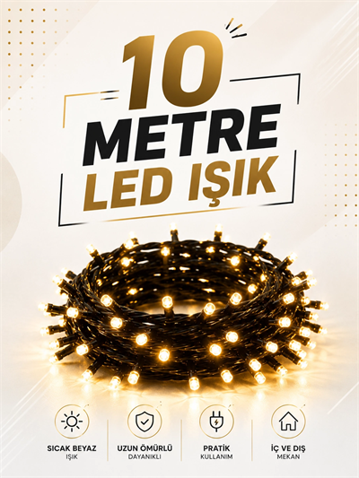 10 Metre LED Işıklı Dekoratif Parti ve Kutlama Aydınlatması