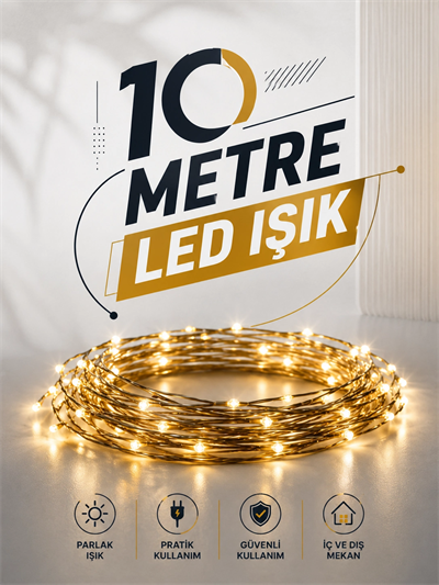 10 Metre Led Işık Gün Işığı Her Ortama Uygun Ampüllü