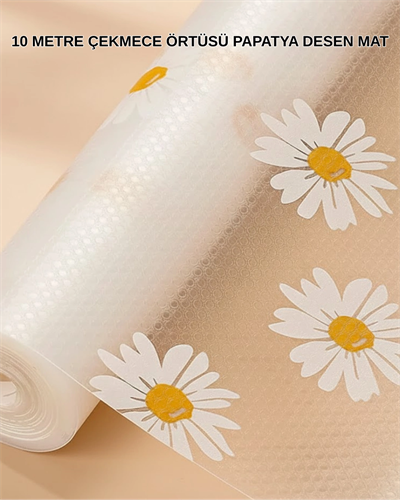 10 Metre Papatya Desenli Dolap İçi Kaymaz Koruyucu Mat