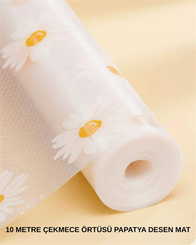 10 Metre Papatya Desenli Kaymaz Dolap ve Çekmece İçi Mat
