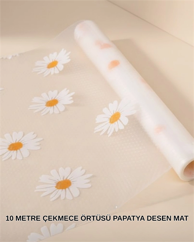 10 Metre Papatya Desenli Kolay Temizlenebilir Çekmece Matı