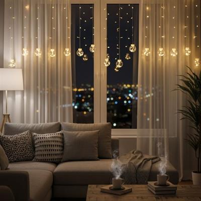 10 Sarkıtlı Kumandalı Dekoratif Top İçi Mini Toplu LED Günışığı Rengi Dekoratif Aydınlatma (3936)