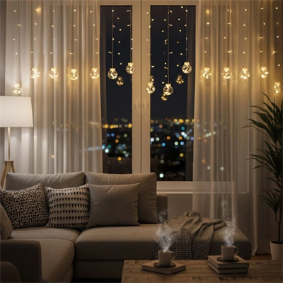 10 Sarkıtlı Kumandalı Dekoratif Top İçi Mini Toplu Led Günışığı Rengi Dekoratif Aydınlatma Bx40