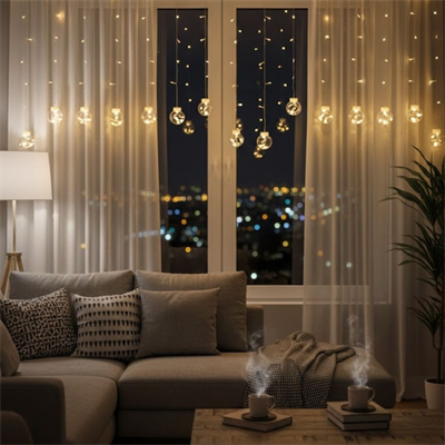10 Sarkıtlı Kumandalı Dekoratif Top İçi Mini Toplu LED Günışığı Rengi Dekoratif Aydınlatma