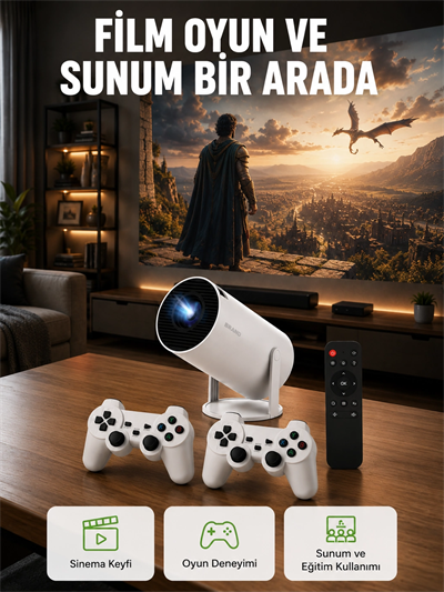 10.000 Oyun Destekli, Çift Kollu 4K Projeksiyon – HDMI, USB, AUX, Ethernet Yok Yeni Nesil