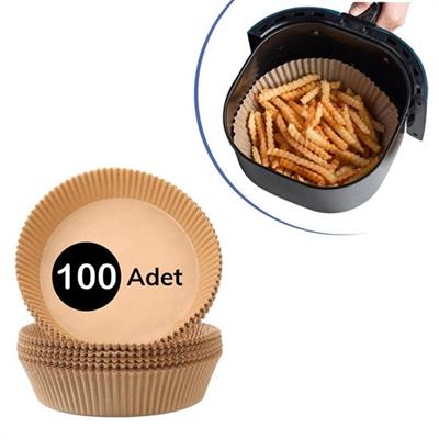 100 Adet  Air Fryer Pişirme Kağıdı Tek Kullanımlık  Yağlı Kağıdı Yuvarlak Tabak Model (3936)