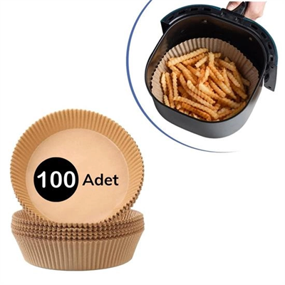 100 Adet  Air Fryer Pişirme Kağıdı Tek Kullanımlık  Yağlı Kağıdı Yuvarlak Tabak Model Bx40