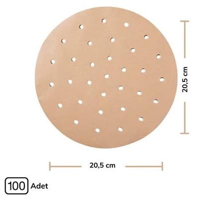 100 Adet  Airfryer Pişirme Kağıdı Tek Kullanımlık Hava Fritözü Yuvarlak Delikli Model (3936)