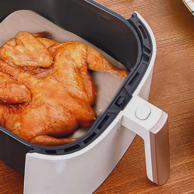 100 Adet Air Fryer Pişirme Kağıdı Tek Kullanımlık Yağ Su Geçirmez Yapışmaz Deliksiz Düz Kare Model (3936)